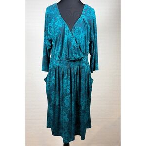 Torrid Teal Rose Wrap Dress Pockets 2x mini floral feminine sexy fairy garden